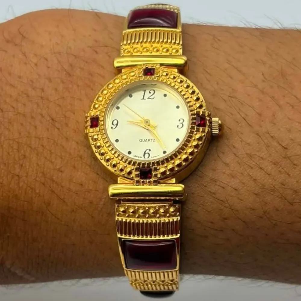 Vintage Gold & Red Watch